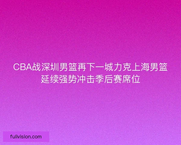 CBA战深圳男篮再下一城力克上海男篮延续强势冲击季后赛席位